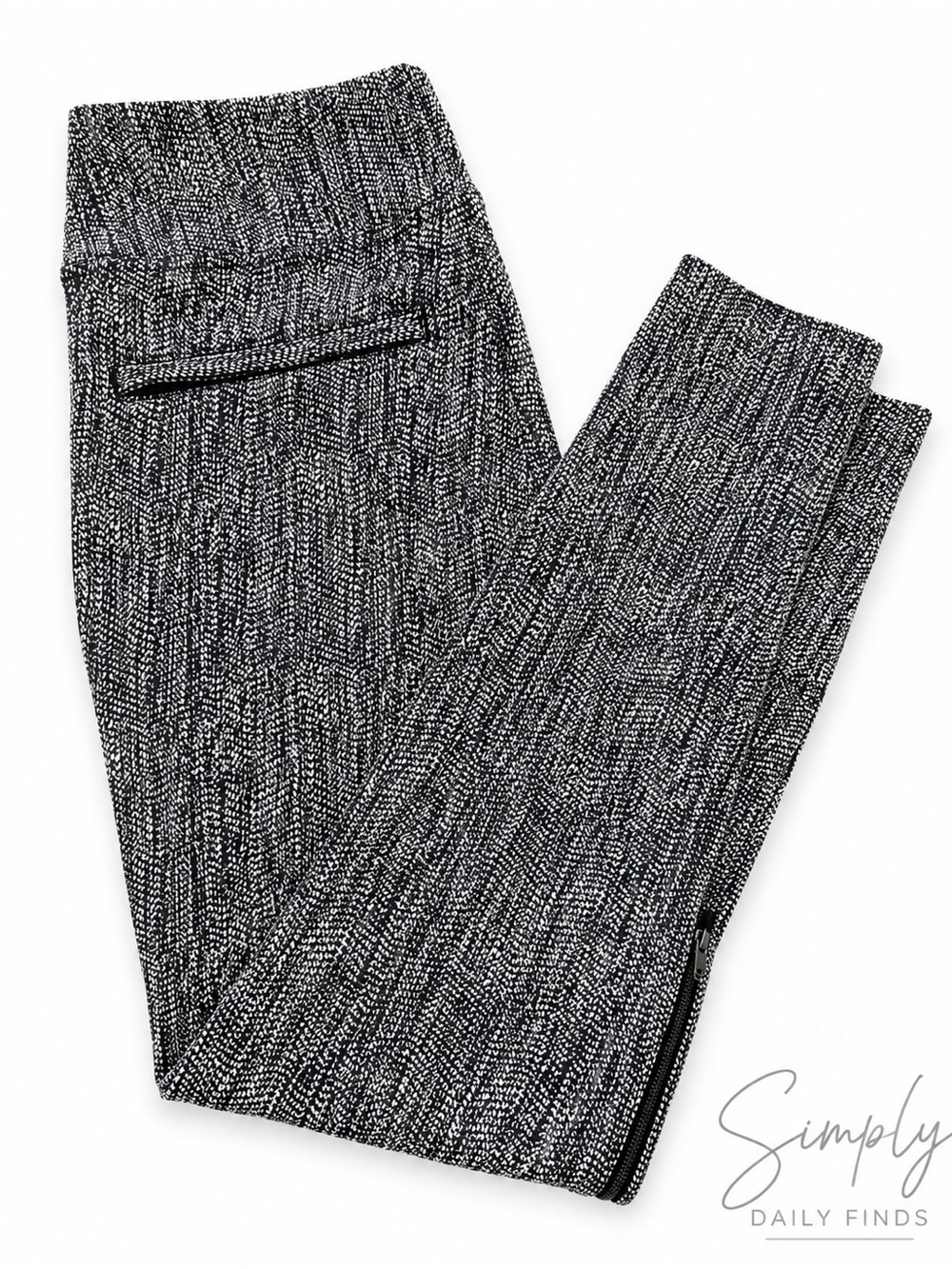 Athleta Womens Small High Rise Ankle Pants Black White Print Stretch Travel Zip